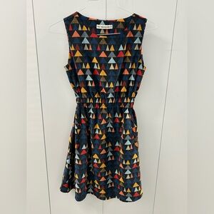 Sm Wardrobe Triangle Print Sleeveless Corduroy Dress, Size Small